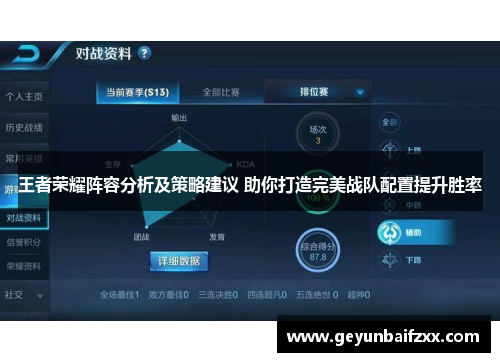 王者荣耀阵容分析及策略建议 助你打造完美战队配置提升胜率